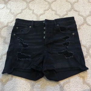 Black ripped jean shorts